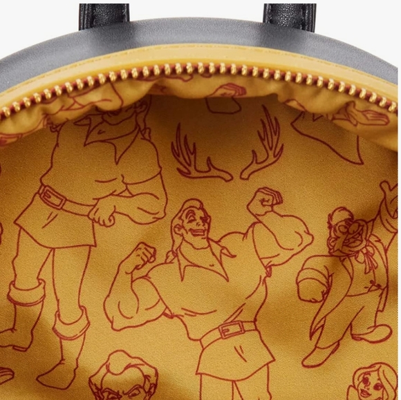 🌹 Loungefly Disney Beauty And The Beast Gaston Villains Mini Backpack Purse Bag - Picture 3 of 8